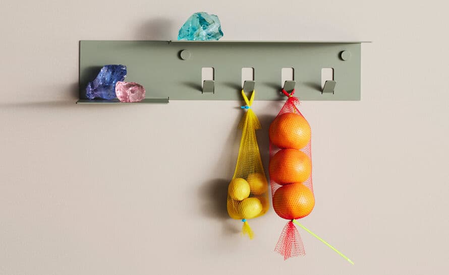 hall pass wall shelf with hooks