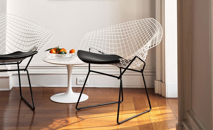 bertoia small diamond chair two tone with seat cushion