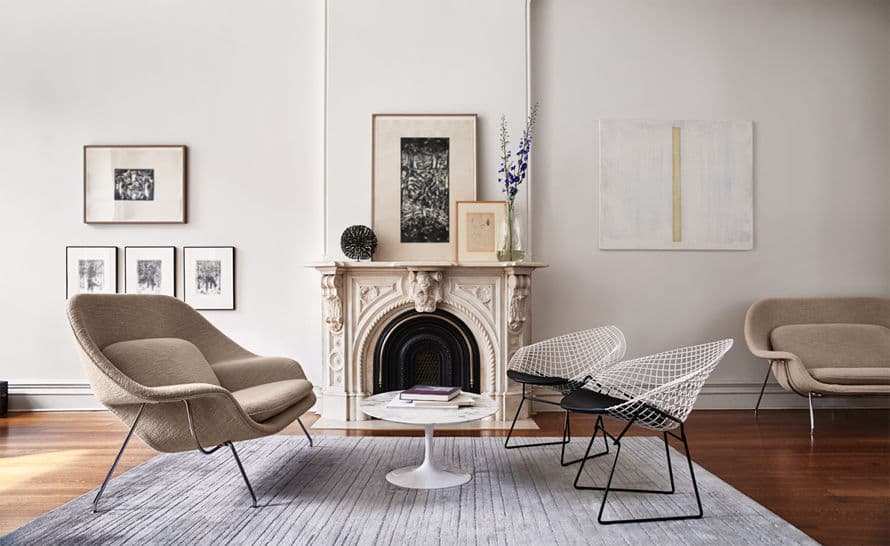 bertoia small diamond chair two tone with seat cushion