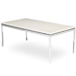 florence knoll rectangular coffee table / polished chrome base / clear glass top