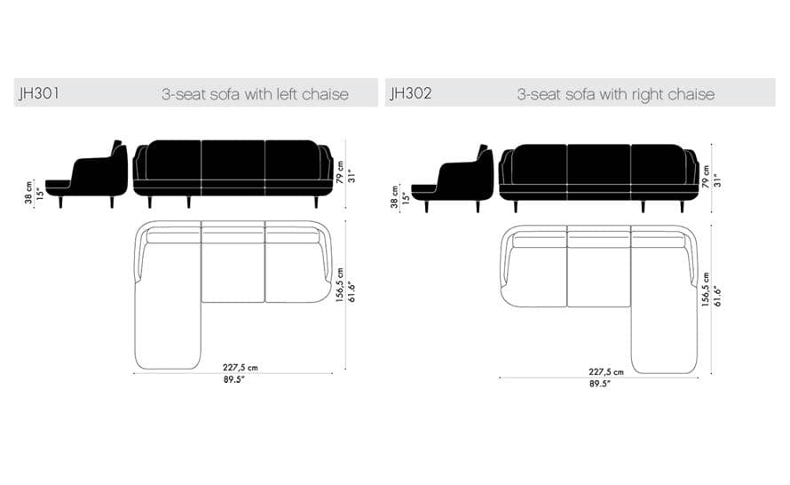 lune 3 seat sofa with chaise – thumbnail image #5