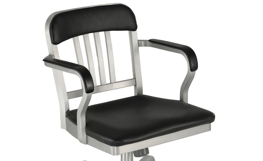 emeco navy semi-upholstered swivel armchair
