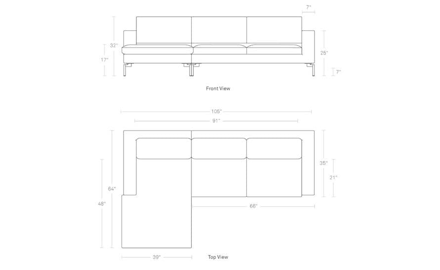 new standard sofa with chaise