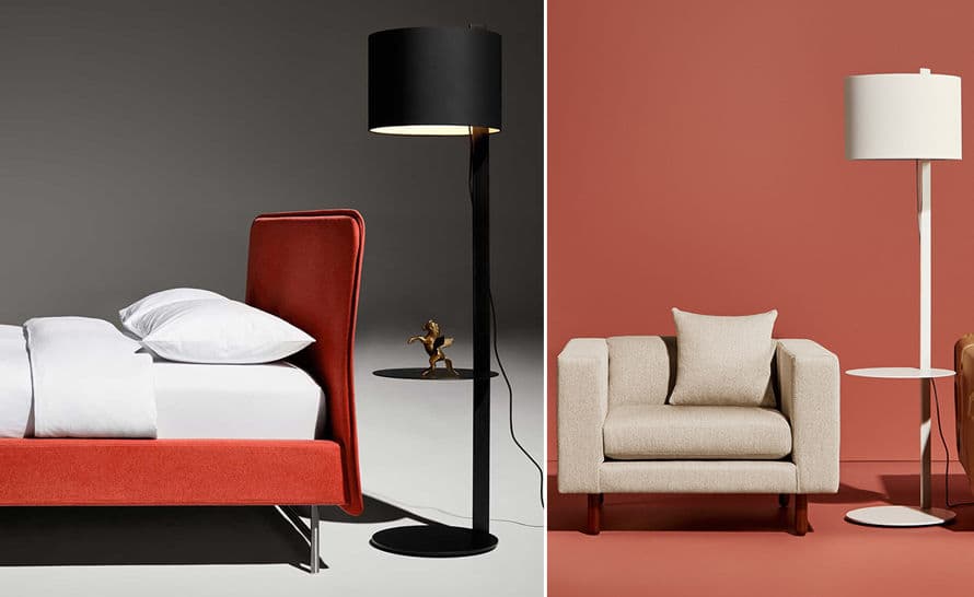 note floor lamp with table