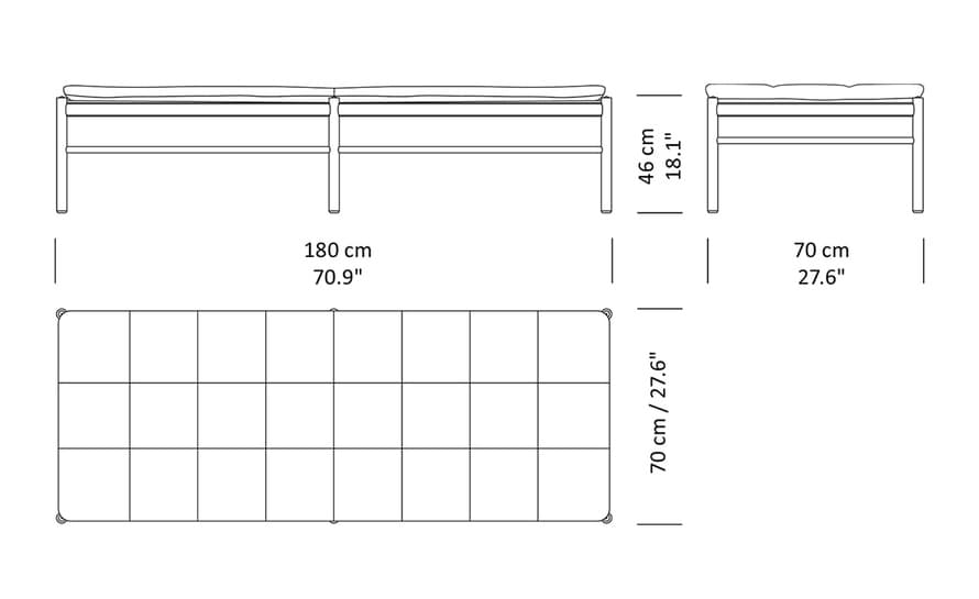 ole wanscher 150 daybed with neck pillow