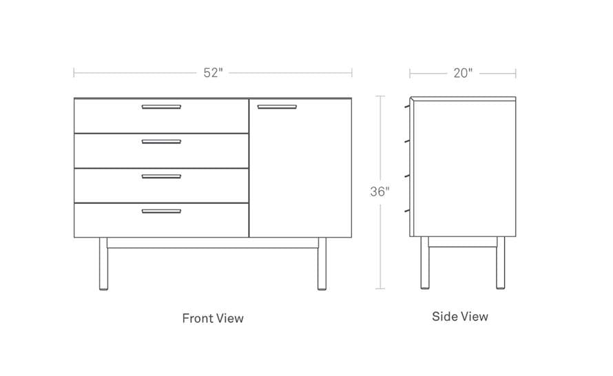 shale 4 drawer / 1 door credenza