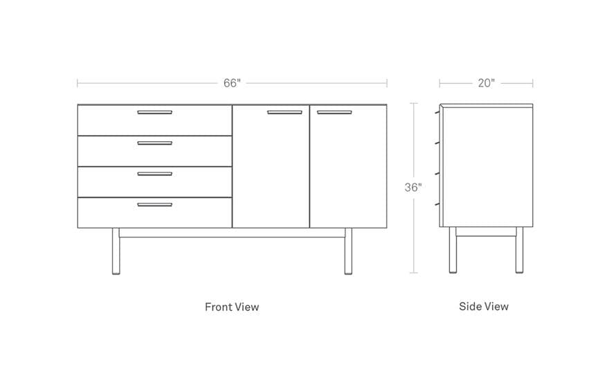 shale 4 drawer / 2 door credenza