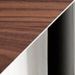 17" diameter walnut top - 870 finish / polished stainless steel base, flute, & stem