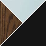 large, 63" x  29.1" - black, clear glass / dark brown oak