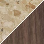 small - 47" / stone top - kunis breccia / oak base - dark stained