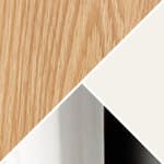 oak veneer top / white column / polished foot