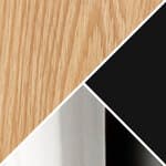 oak veneer top / black column / polished foot