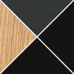 oak veneer with leather inlay top / black column / black foot