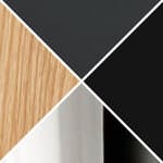 oak veneer with leather inlay top / black column / polished foot