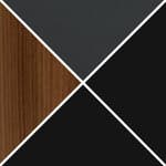 walnut veneer with leather inlay top / black column / black foot