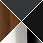walnut veneer with leather inlay top / black column / polished foot