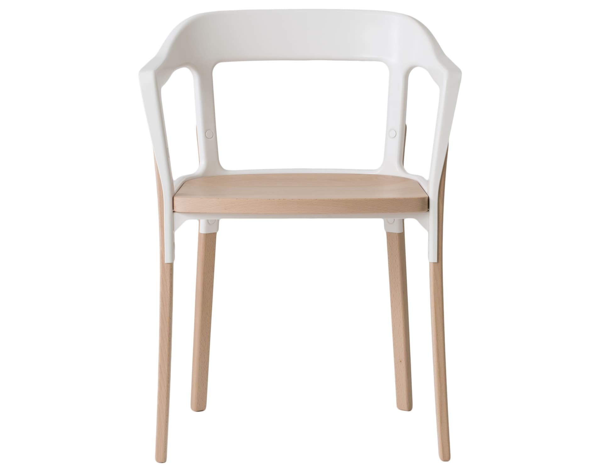 magis steelwood armchair / natural beech seat & legs / white back