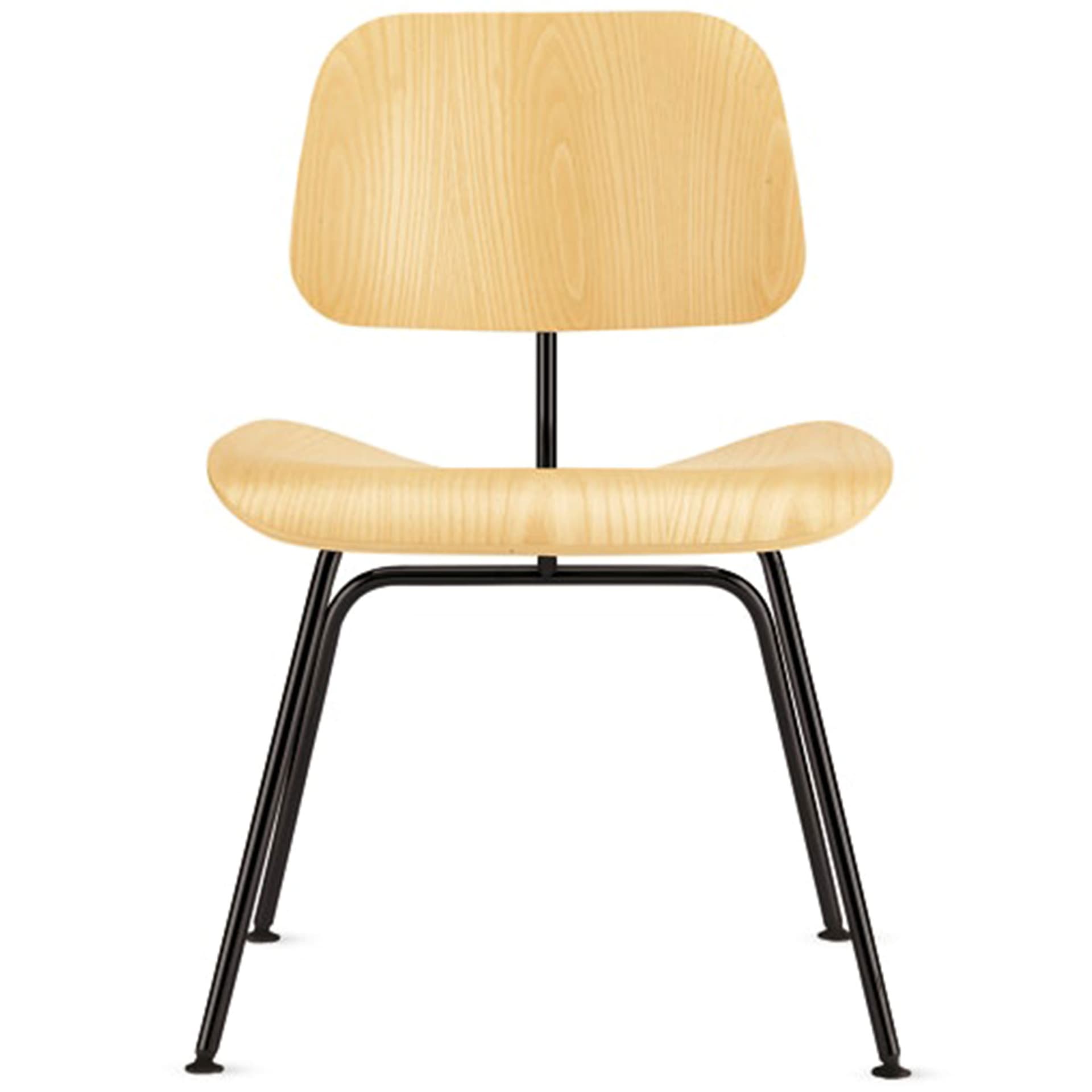 eames molded plywood dining chair dcm / white ash veneer / black base