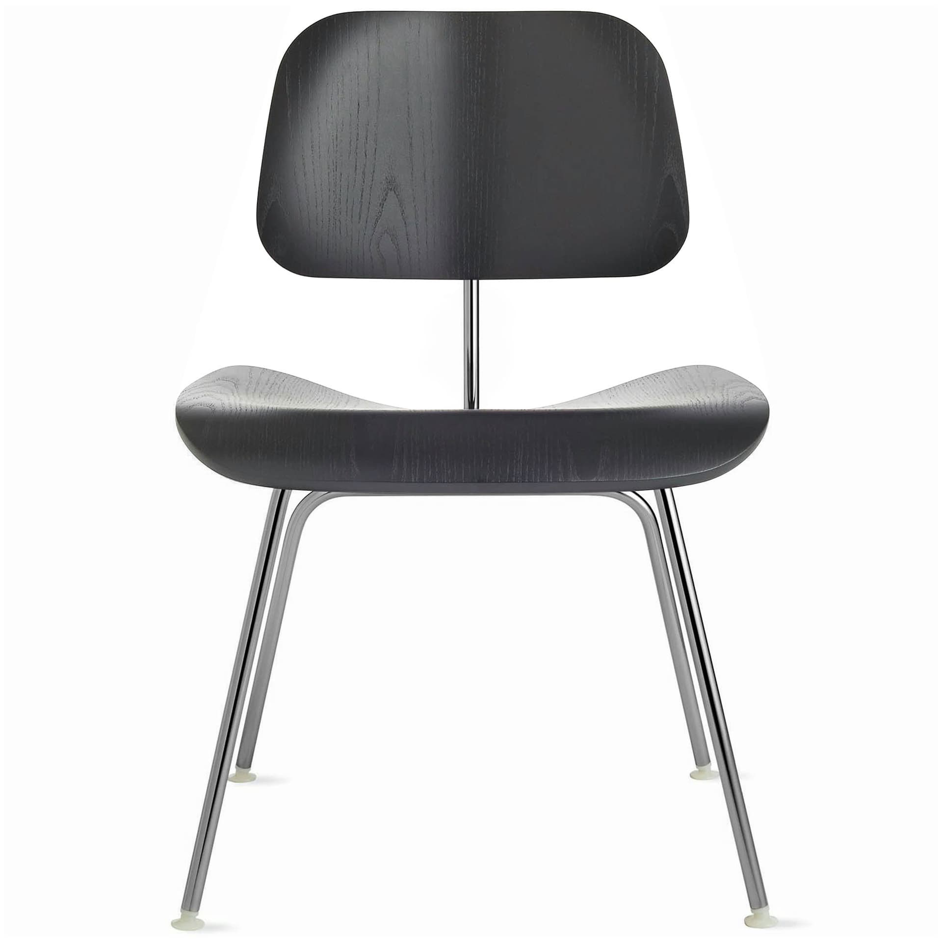 eames molded plywood dining chair dcm / ebony stained ash veneer / trivalent chrome base