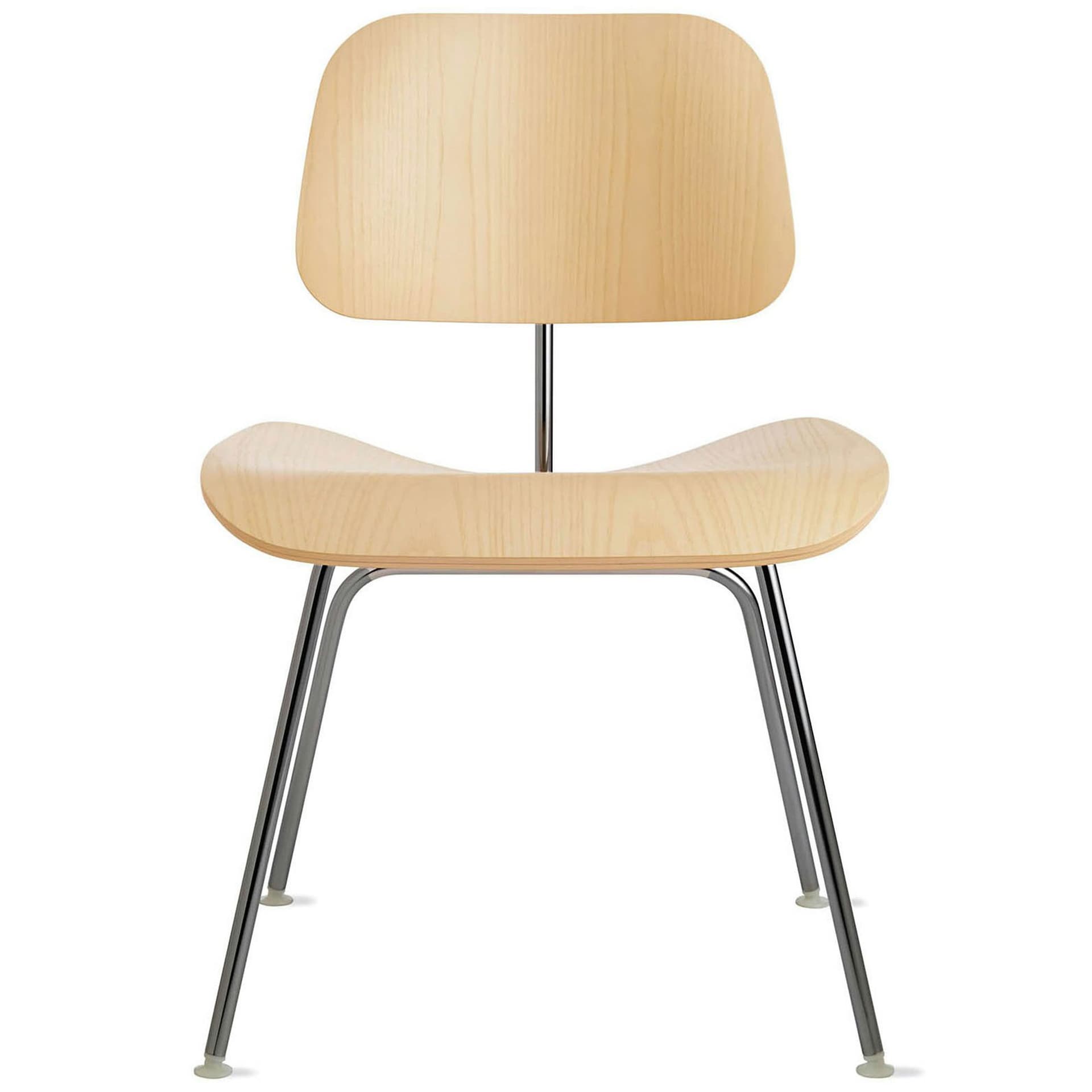 eames molded plywood dining chair dcm / white ash veneer / trivalent chrome base