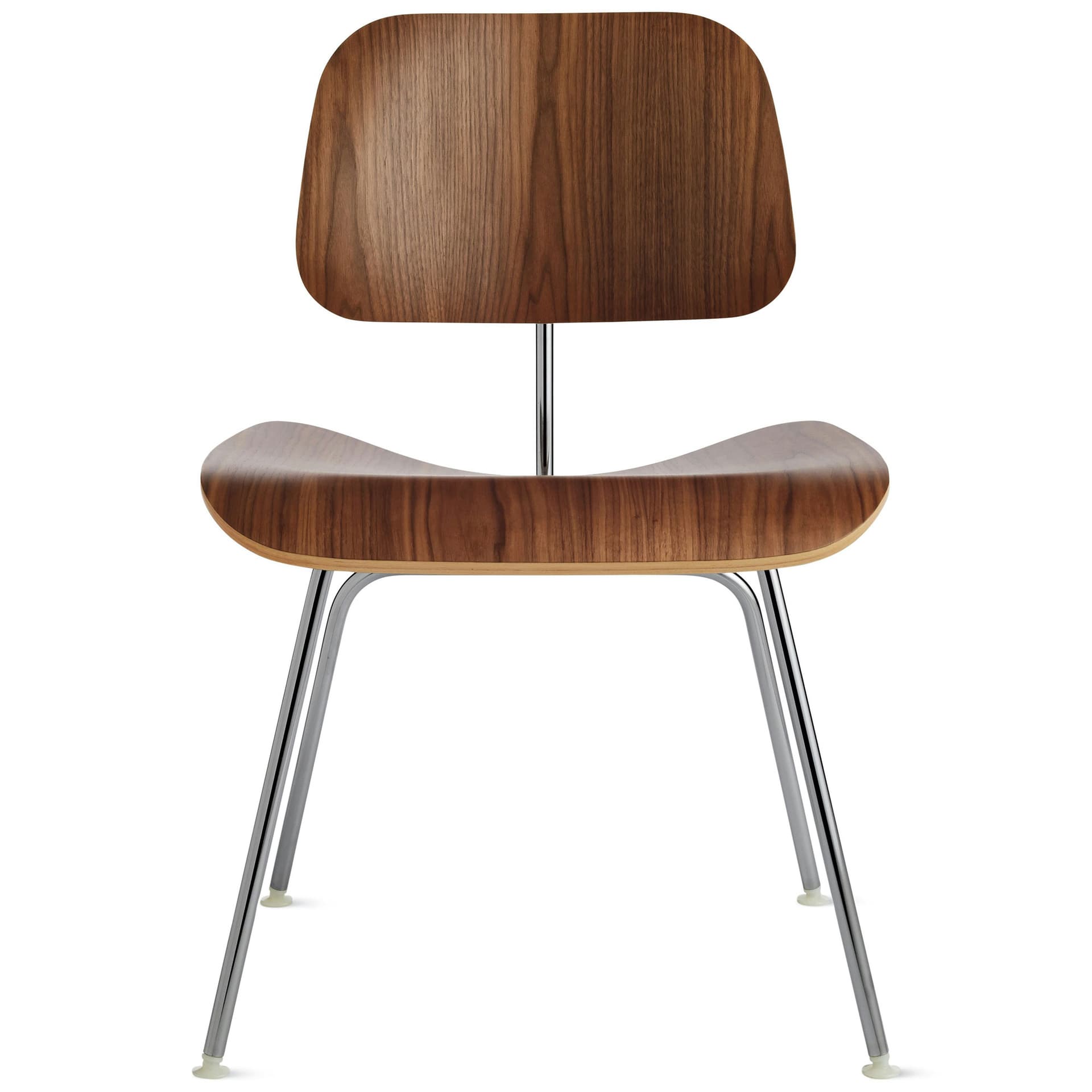 eames molded plywood dining chair dcm / santos palisander veneer / trivalent chrome base