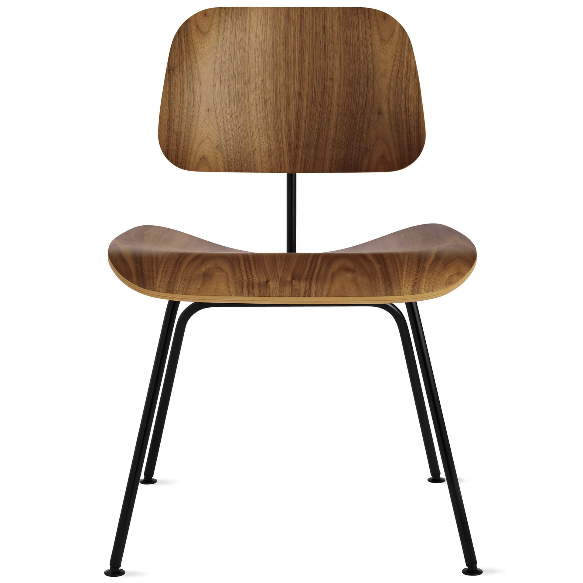 eames molded plywood dining chair dcm / walnut veneer / black base