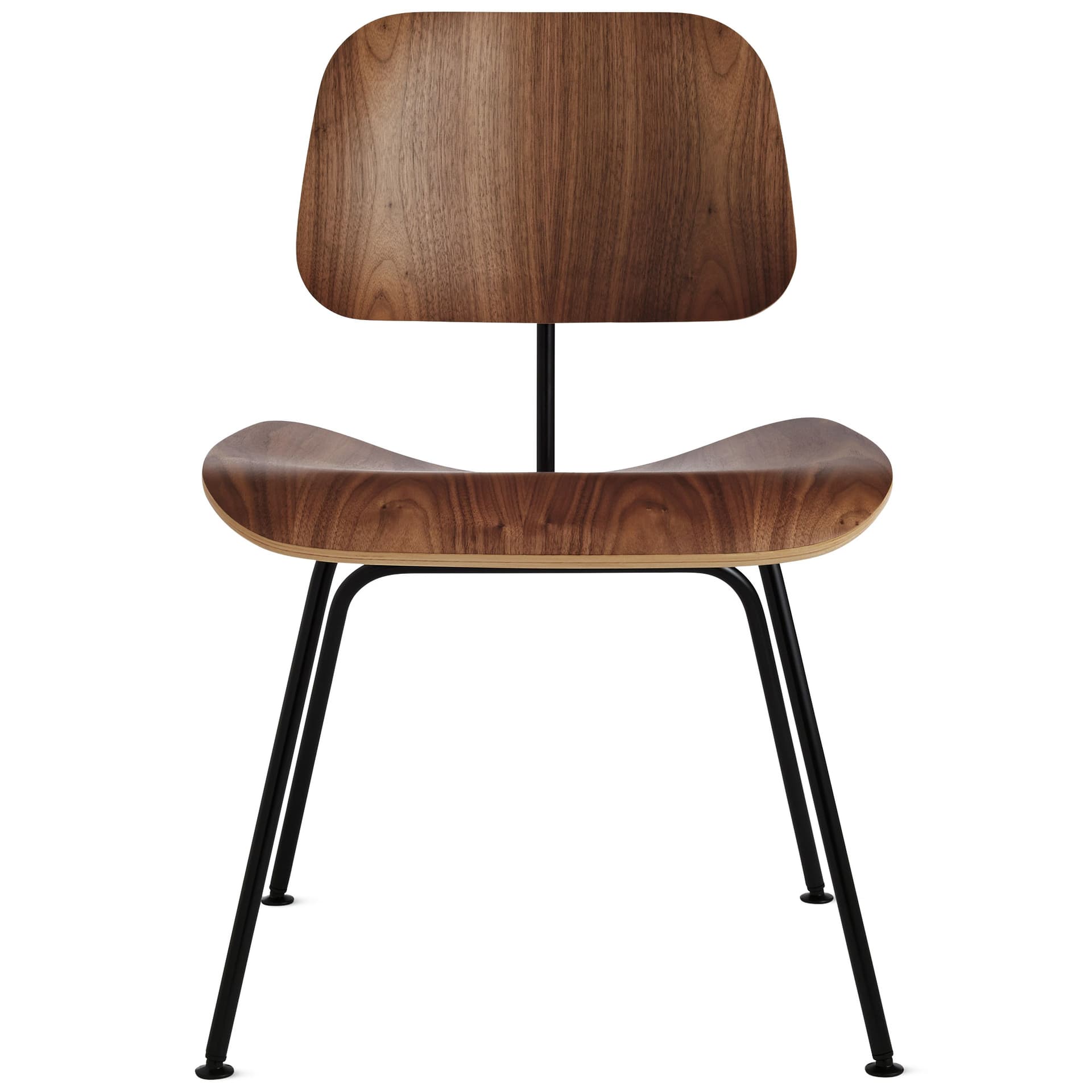 eames molded plywood dining chair dcm / santos palisander veneer / black base