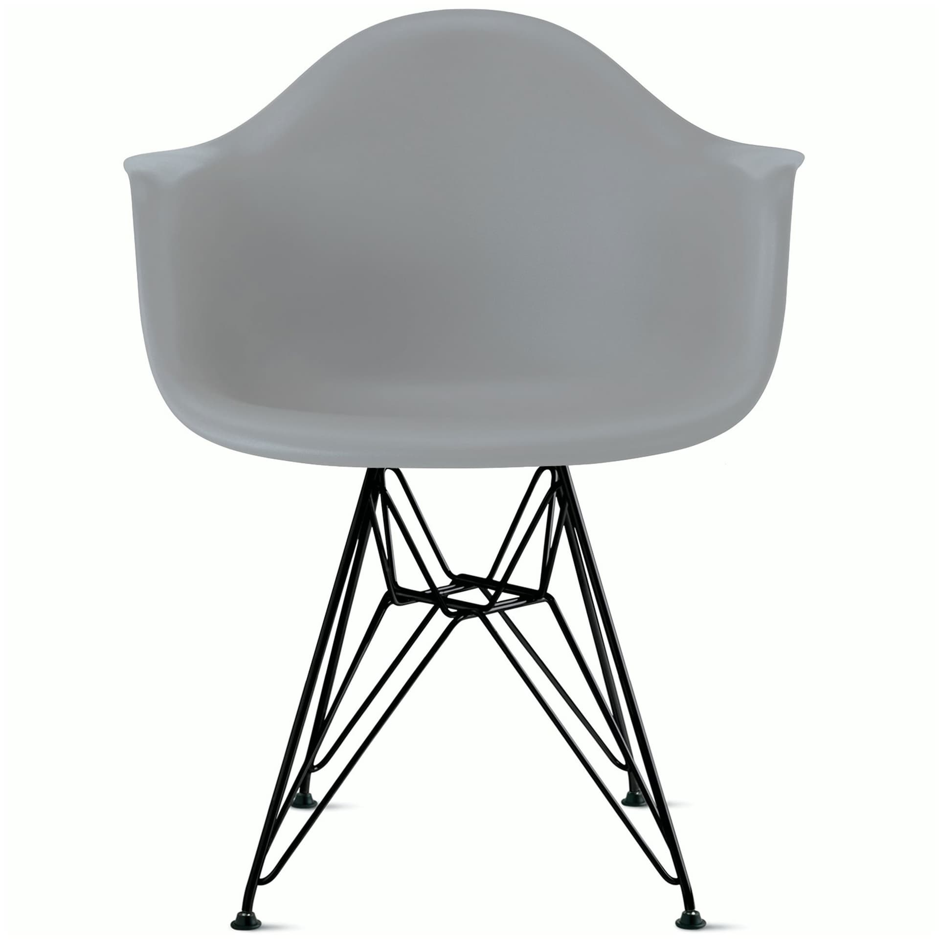 eames molded plastic armchair with wire base / black base / light grey shell / felt glides