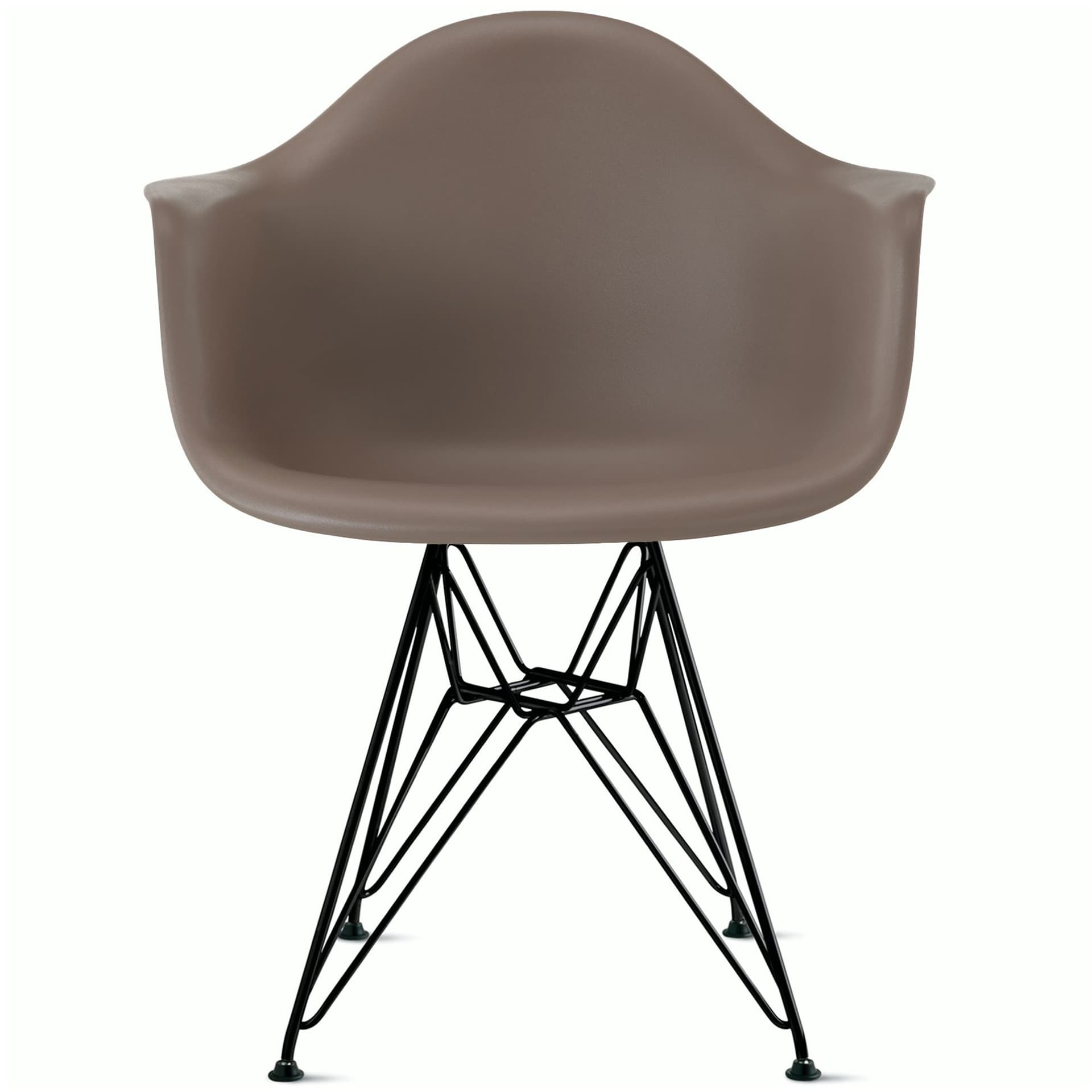 eames molded plastic armchair with wire base / black base / cocoa shell / standard glides