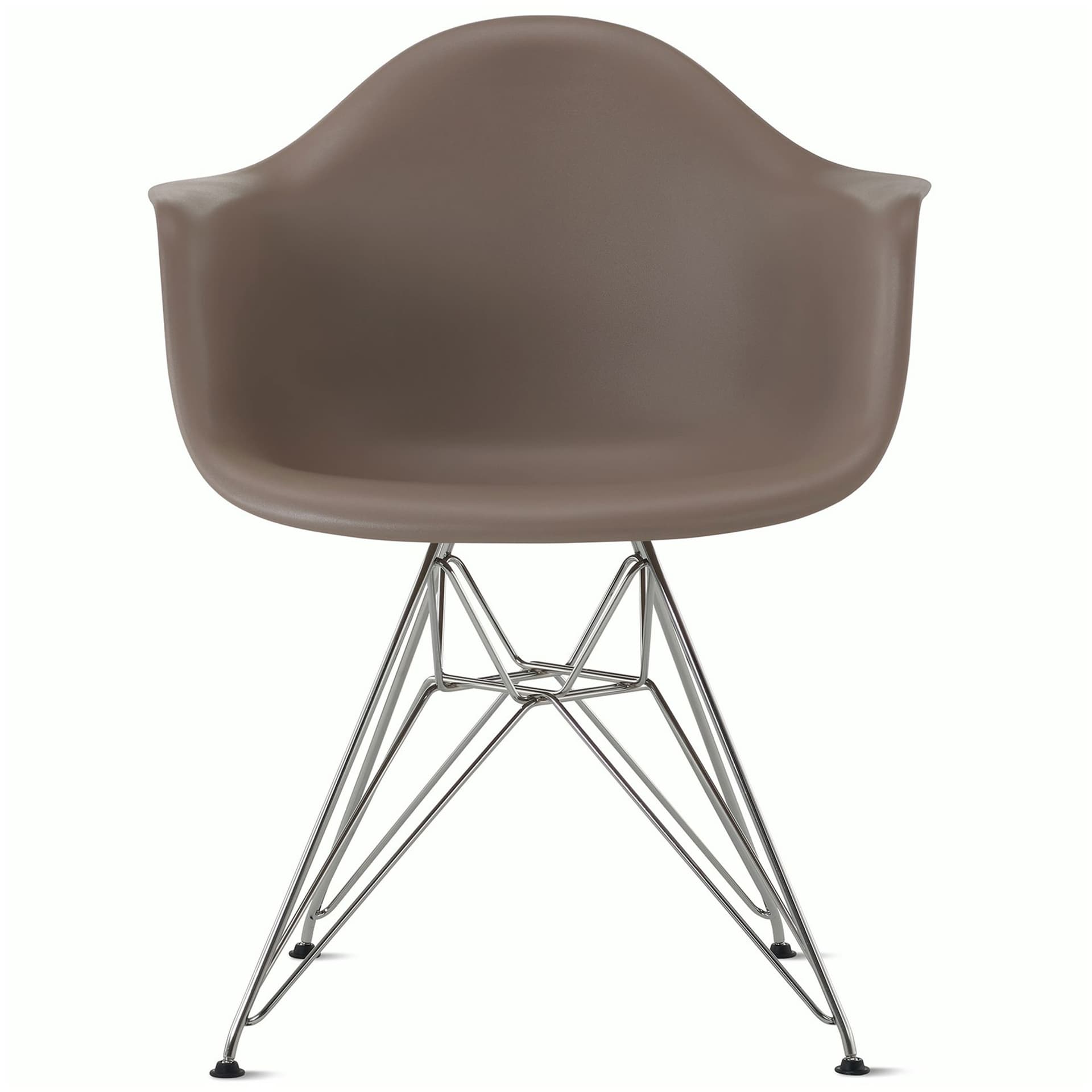 eames molded plastic armchair with wire base / chrome base / cocoa shell / standard glides