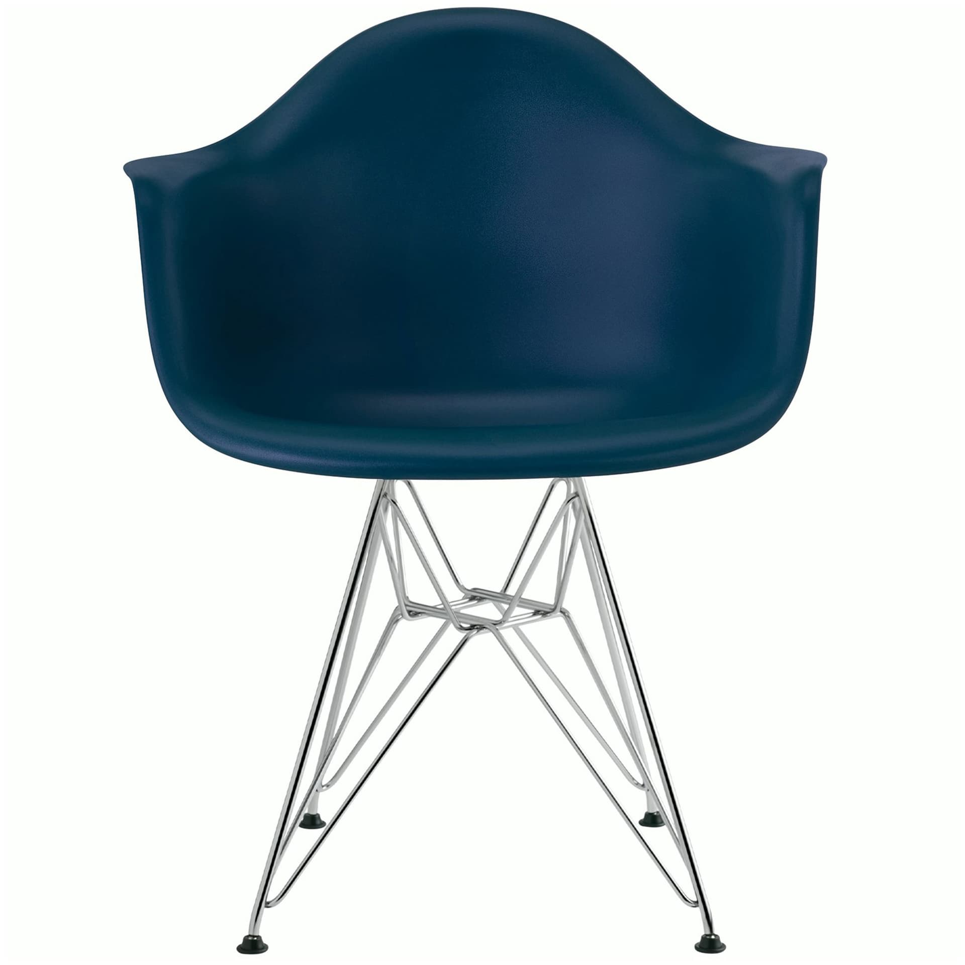 eames molded plastic armchair with wire base / chrome base / blue green shell / standard glides