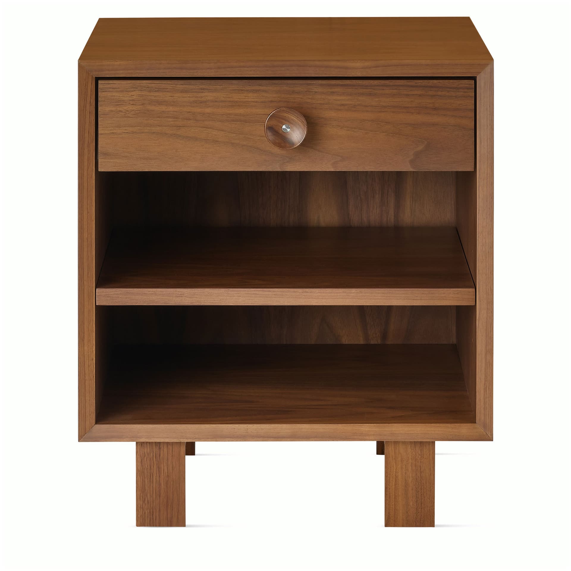 Nelson Basic Cabinet Series Bedside Table / standard legs / wood cupcake pulls / walnut finish