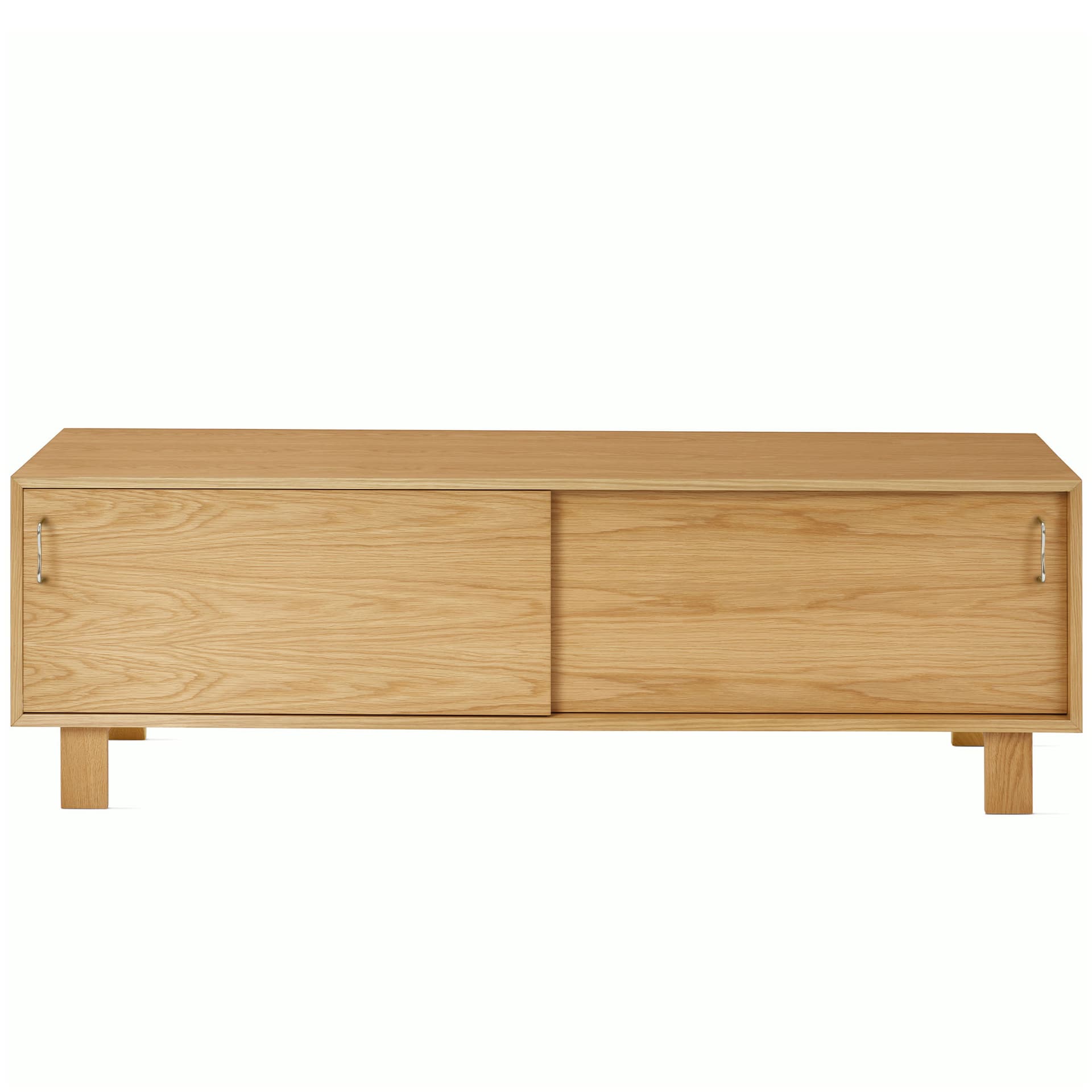 Nelson Basic Cabinet Series Media Unit / standard legs / aluminum wavy pulls / white oak finish
