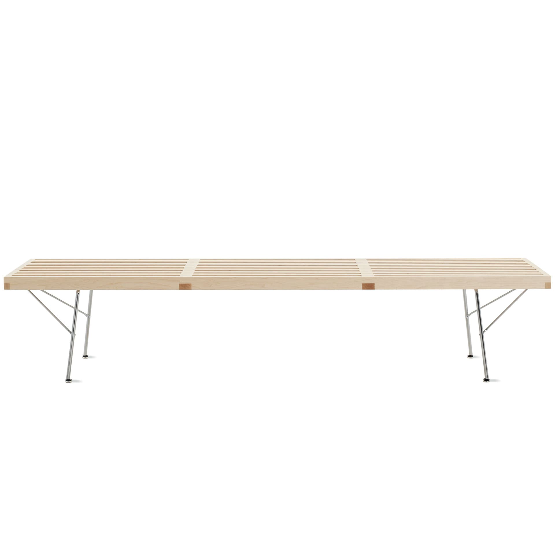 george nelson platform bench with metal base / 72" / natural maple slats