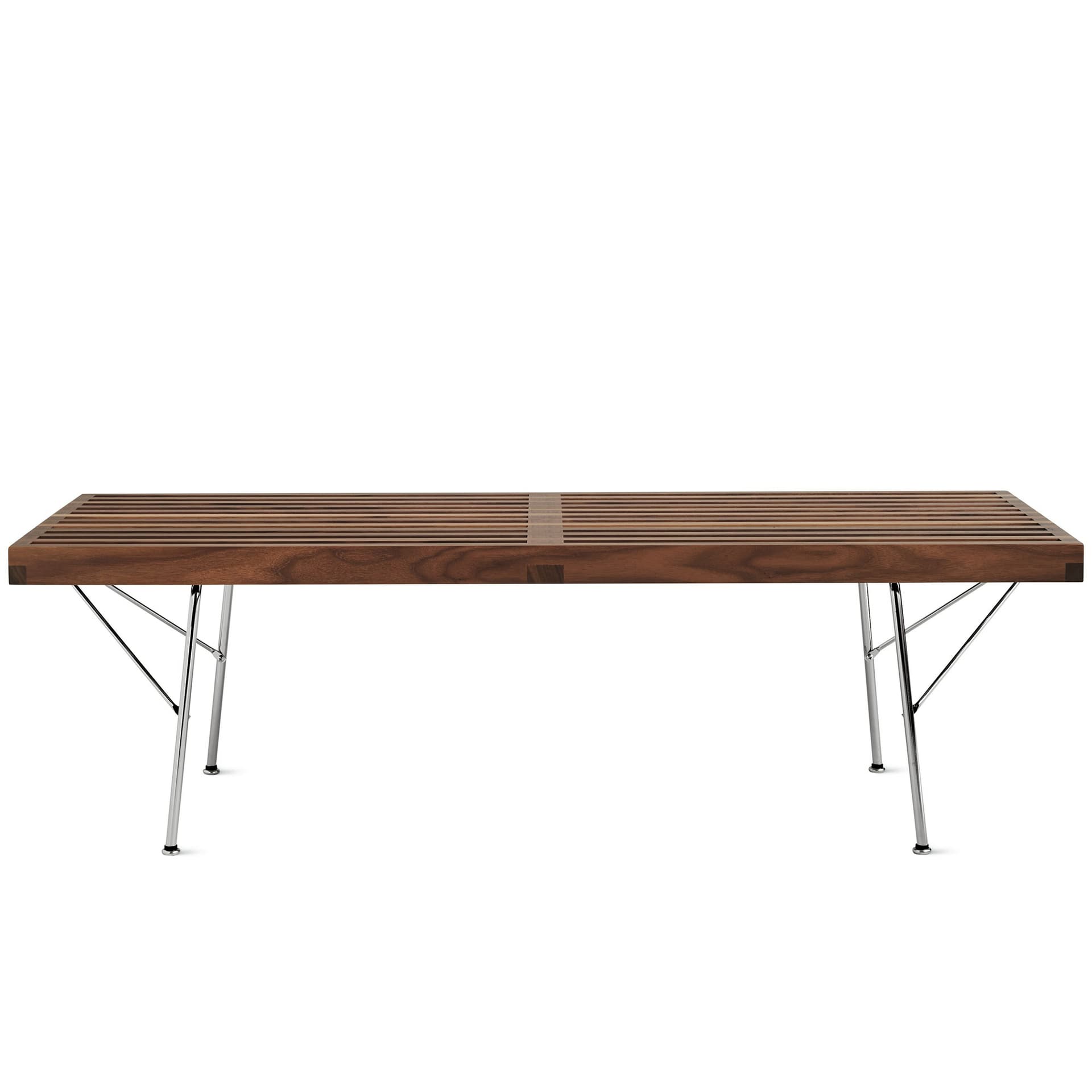 george nelson platform bench with metal base / 48" / walnut slats