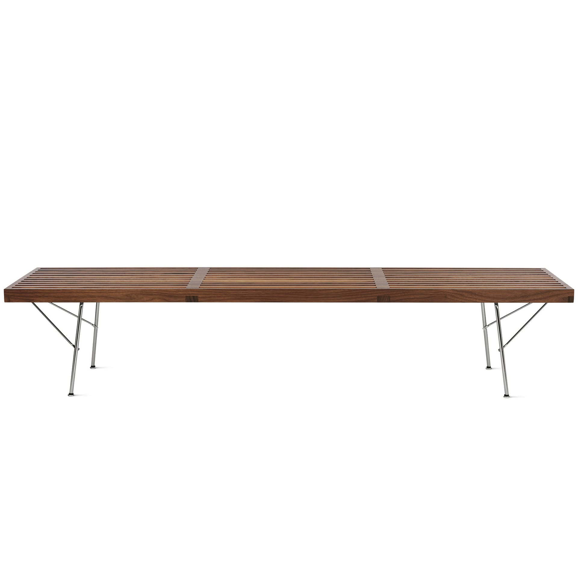 george nelson platform bench with metal base / 72" / walnut slats