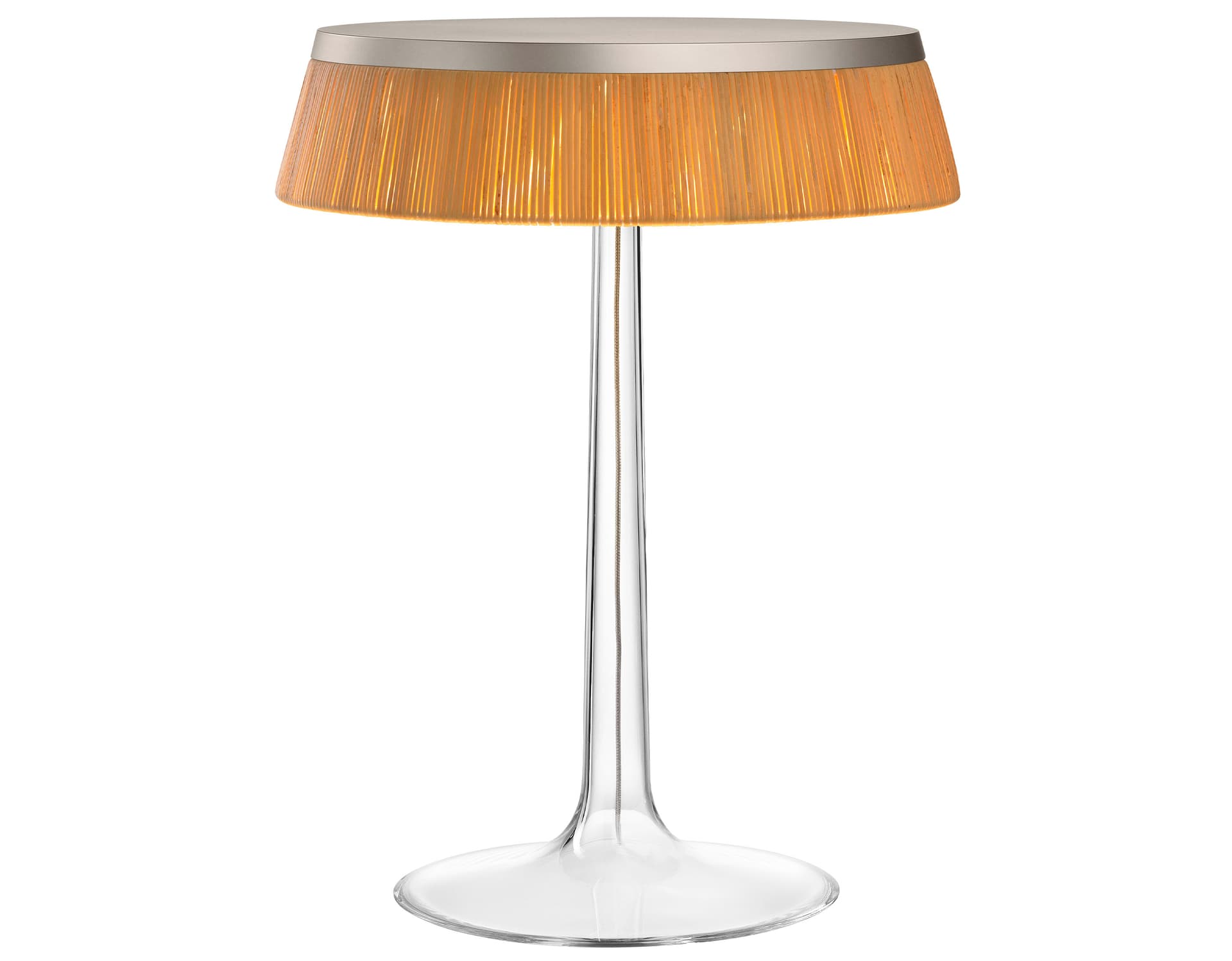 bon jour table lamp / matte chrome / rattan