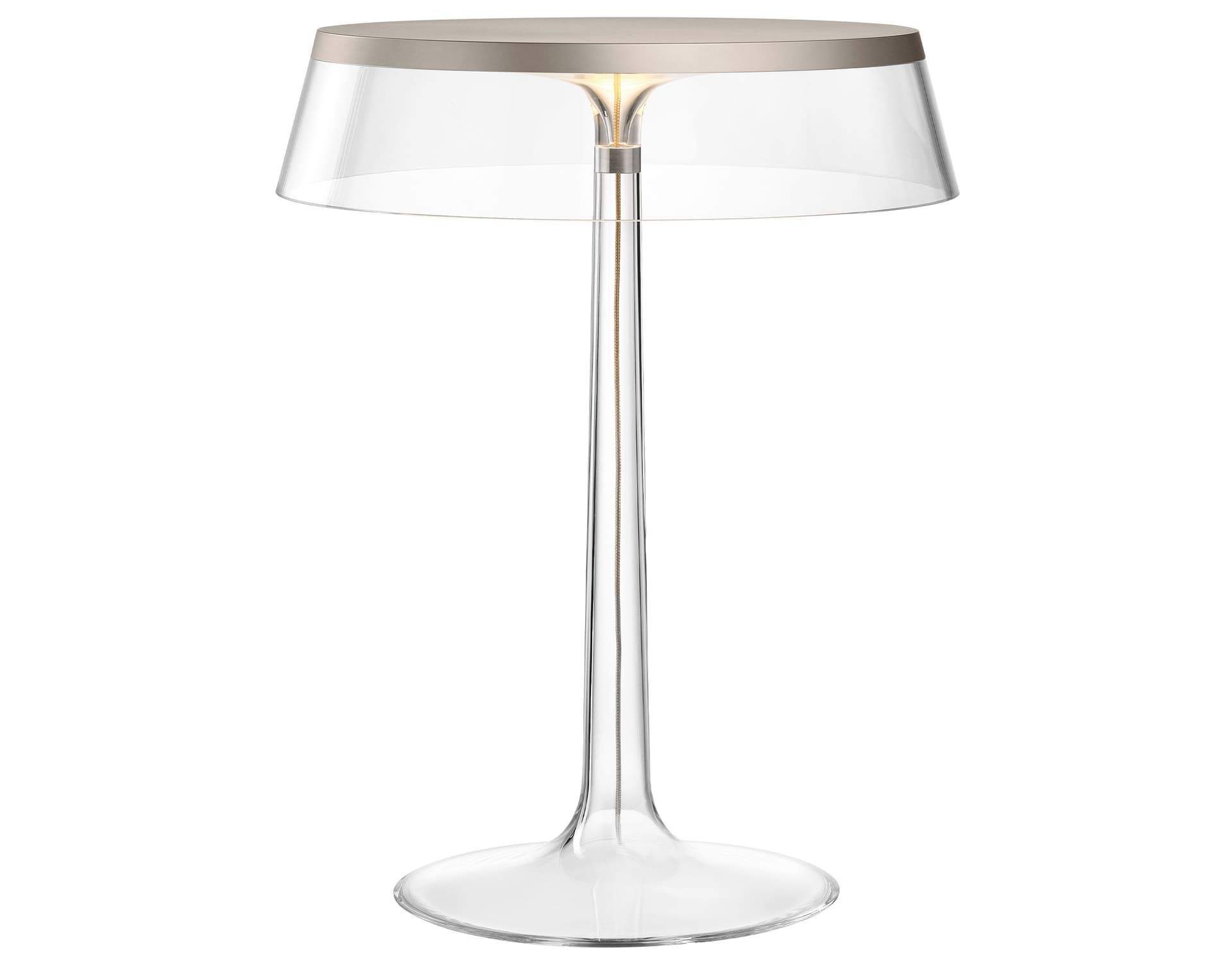 bon jour table lamp / matte chrome / transparent