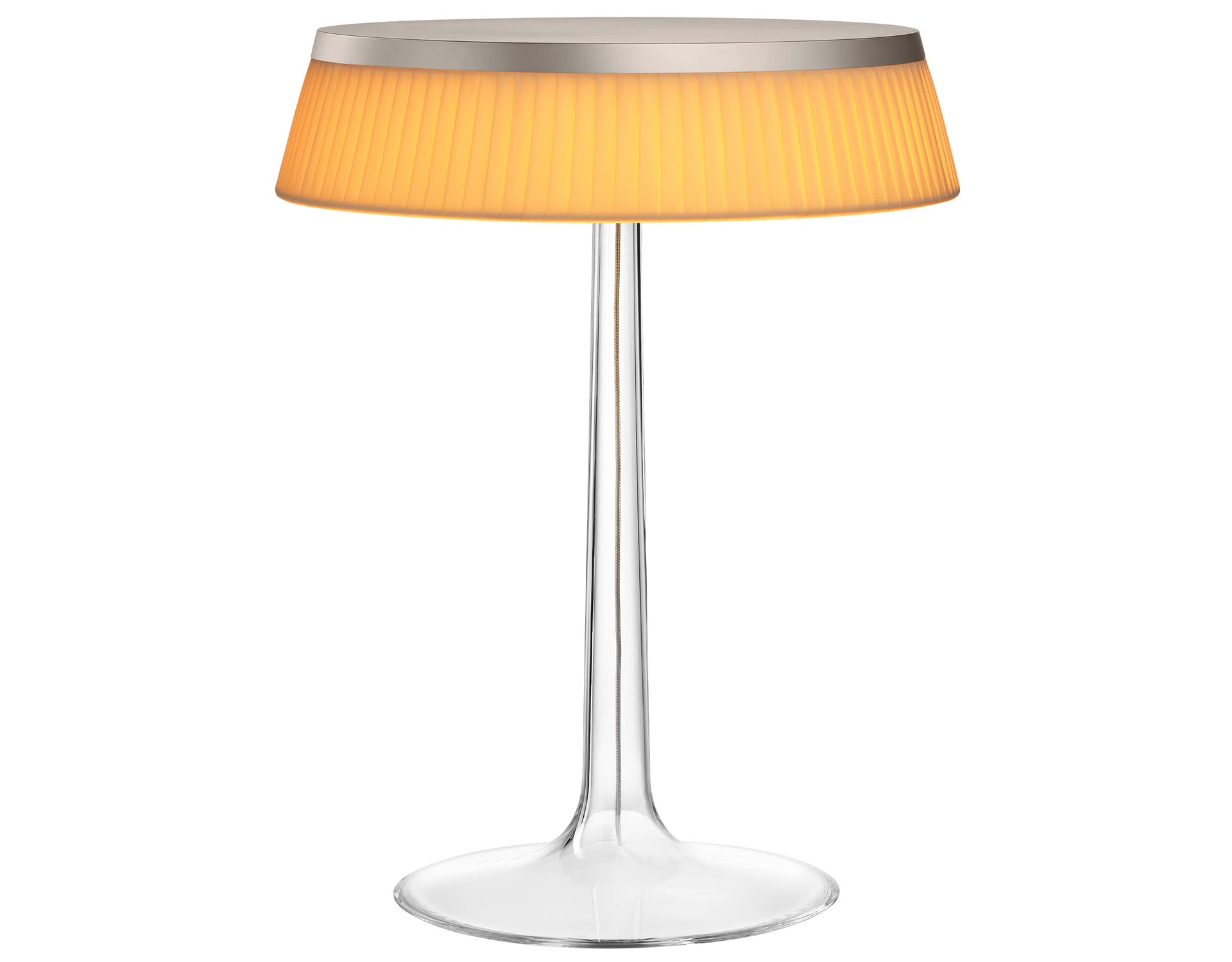 bon jour table lamp / matte chrome / fabric
