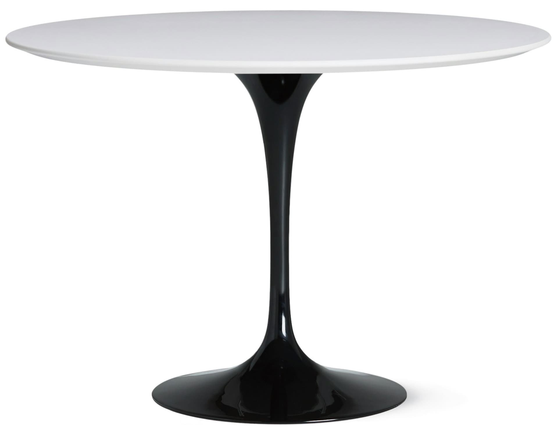 saarinen dining table - 42" round / high gloss - black / laminate - white
