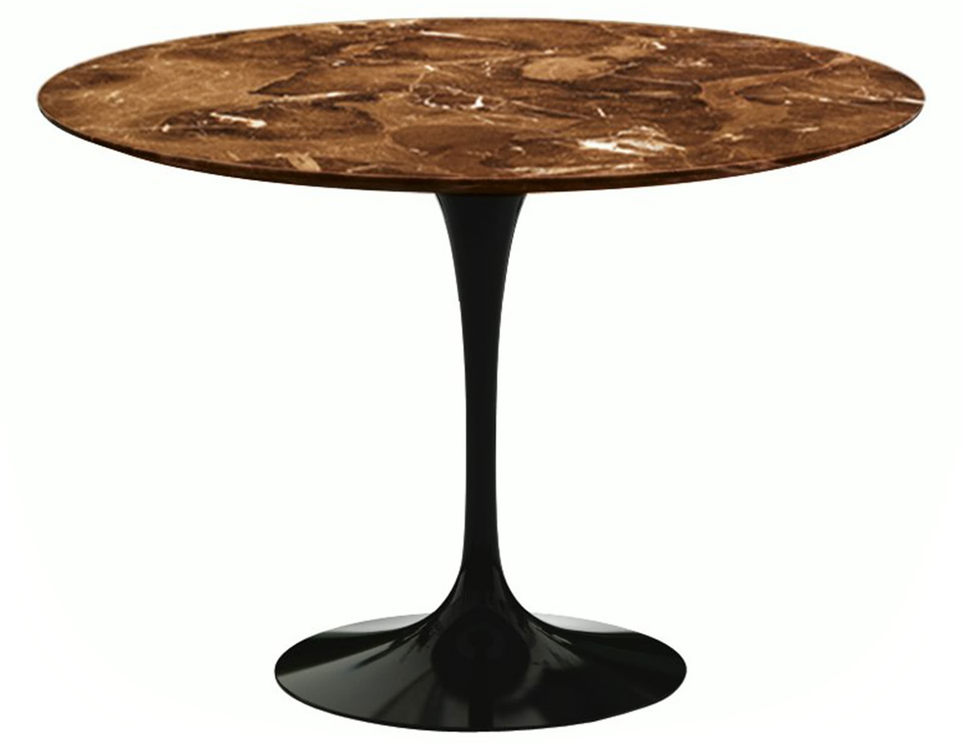 saarinen dining table - 42" round / high gloss - black / polished marble - espresso