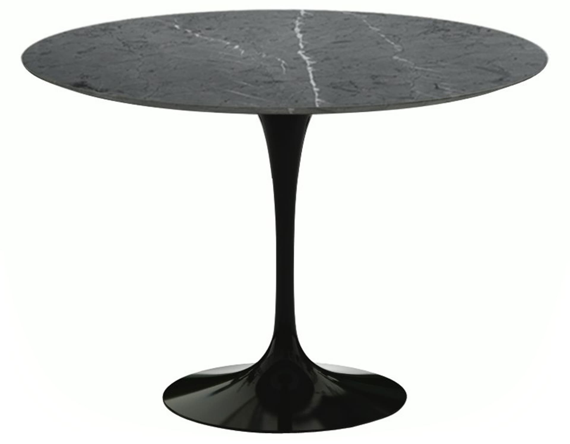 saarinen dining table - 42" round / high gloss - black / polished marble - grigio marquina