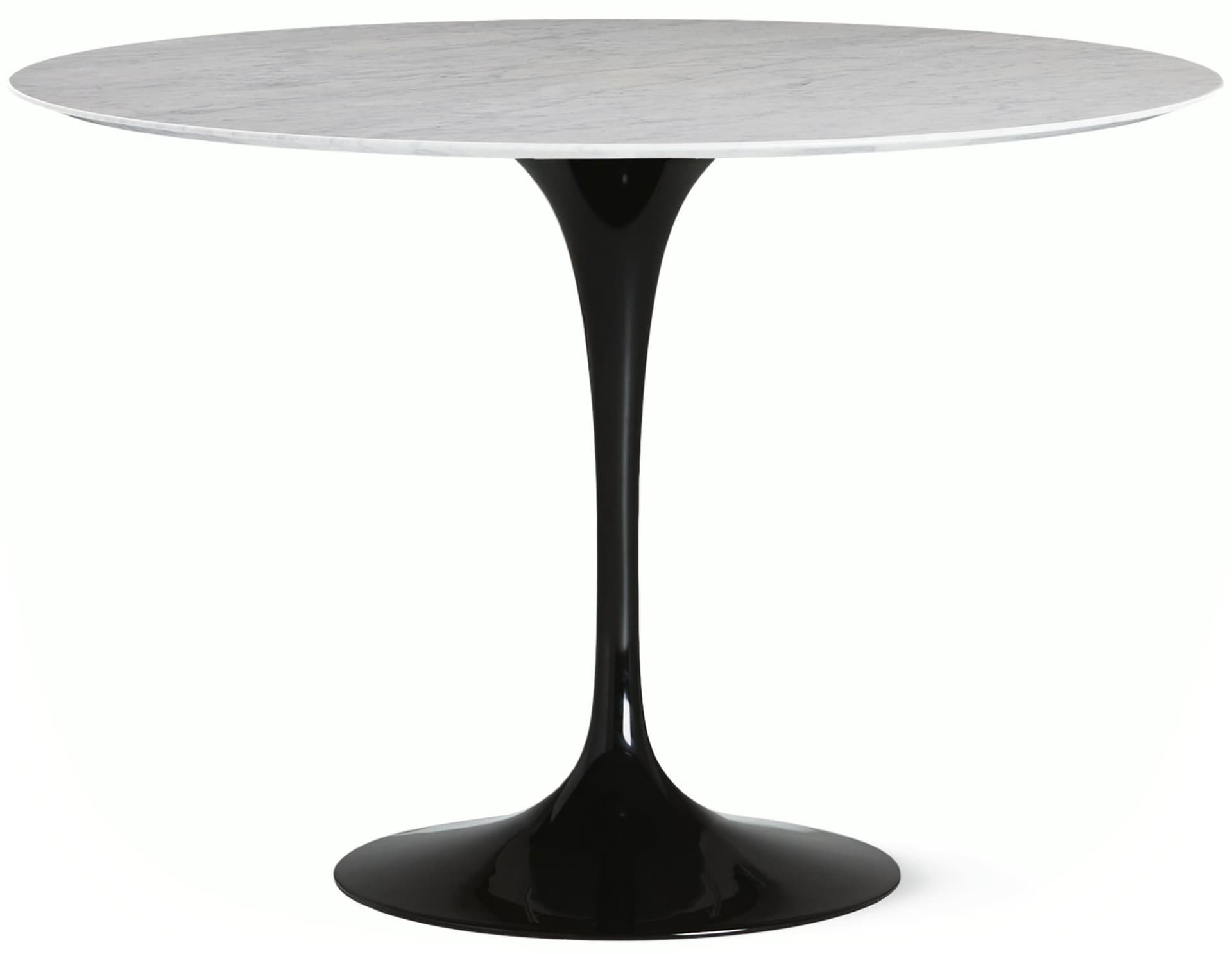 saarinen dining table - 42" round / high gloss - black / polished marble - carrara