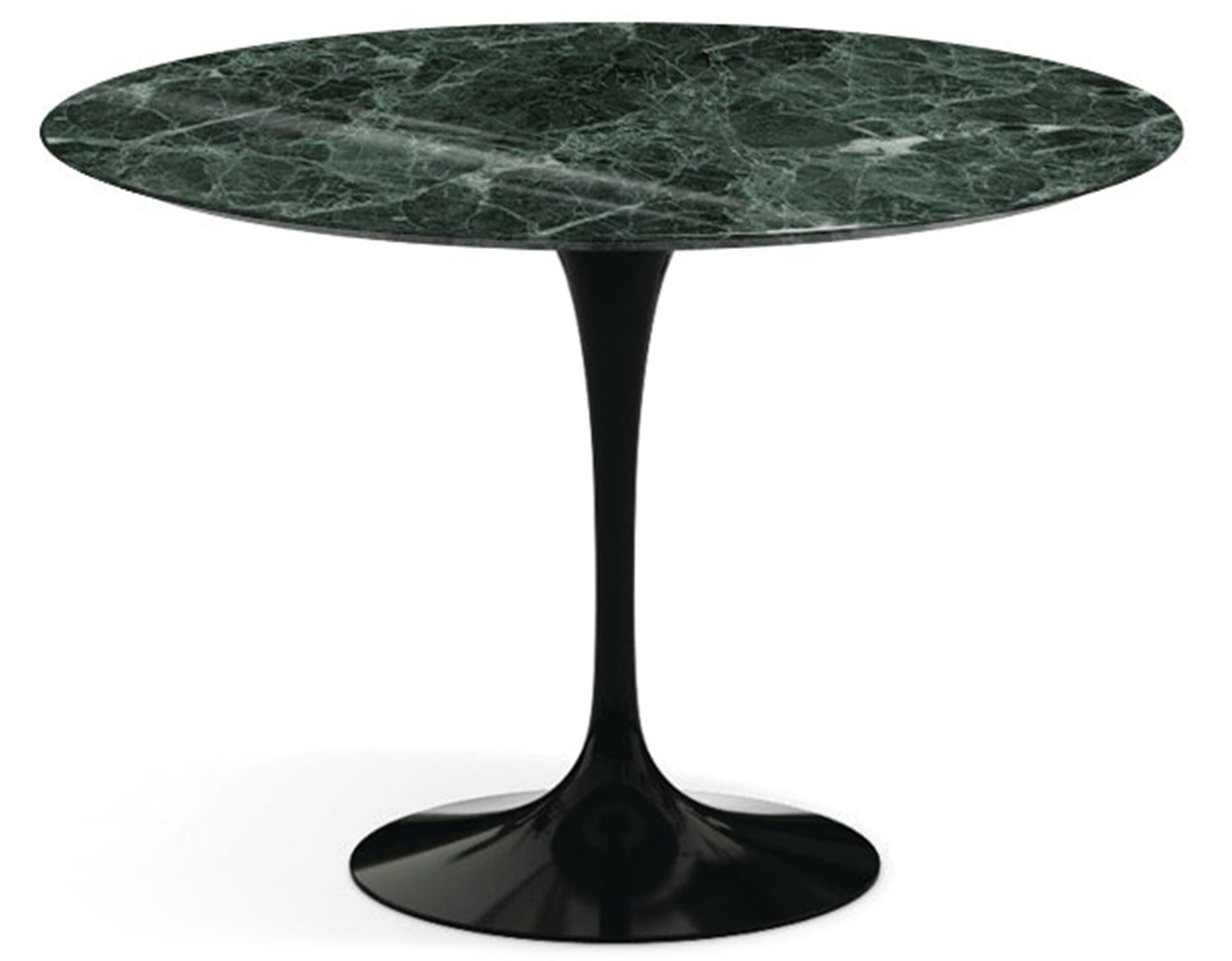 saarinen dining table - 42" round / high gloss - black / polished marble - verde alpi
