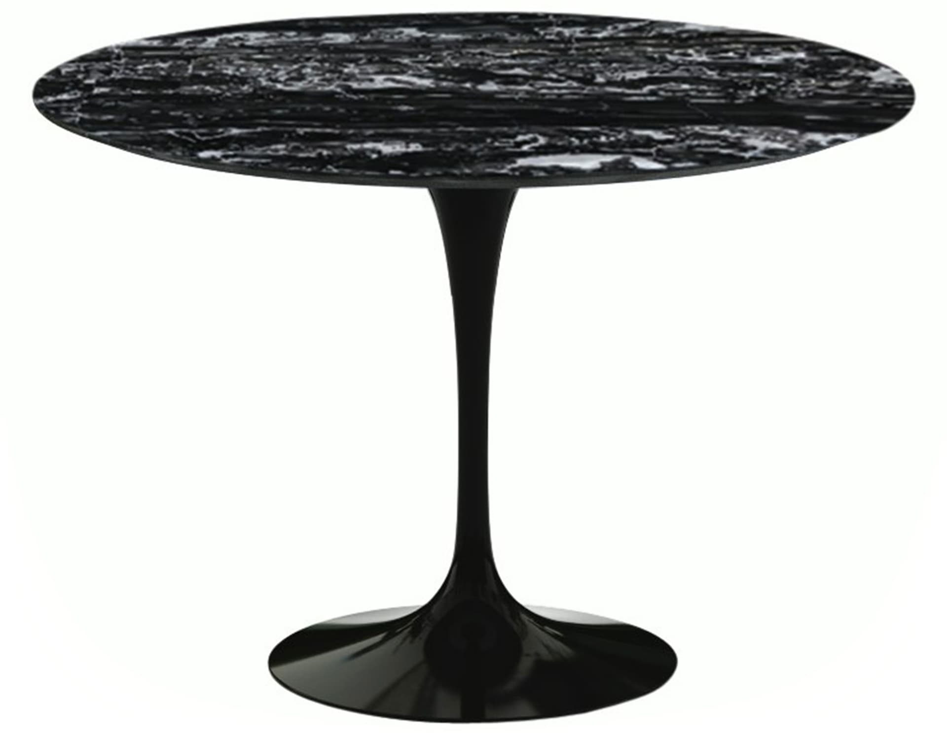 saarinen dining table - 42" round / high gloss - black / satin marble - portoro