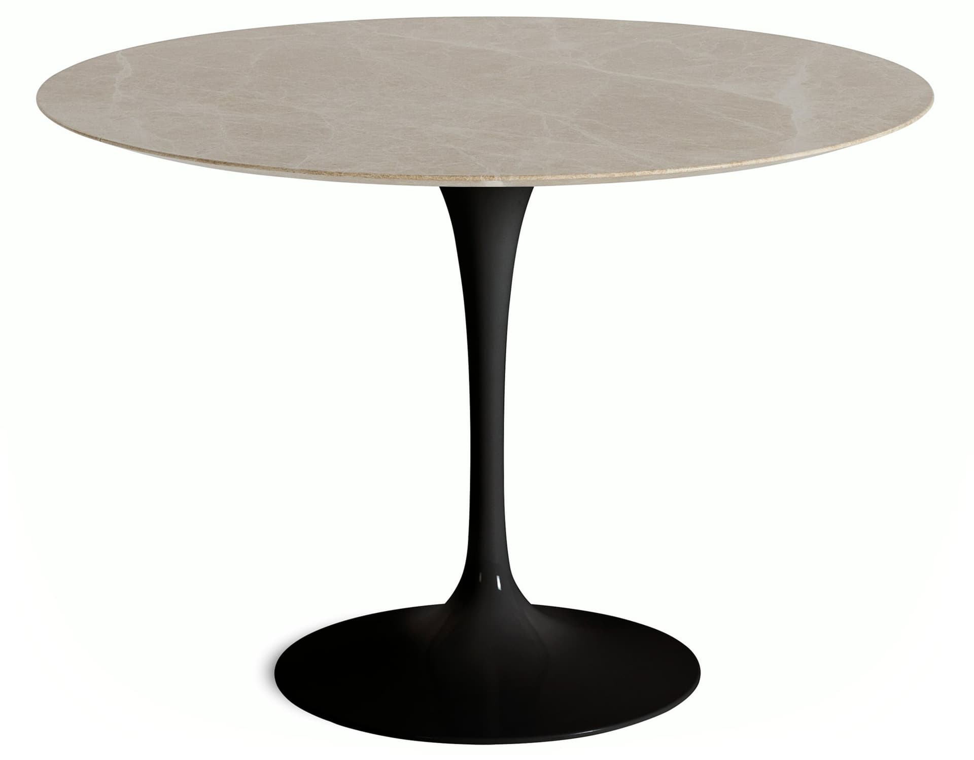 saarinen dining table - 42" round / high gloss - black / satin marble - emperador light