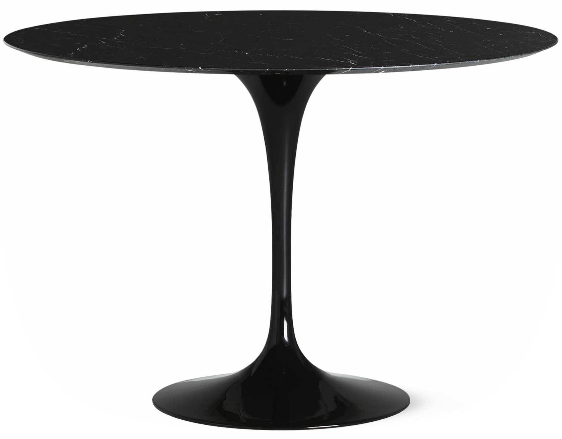 saarinen dining table - 42" round / high gloss - black / satin marble - nero marquina