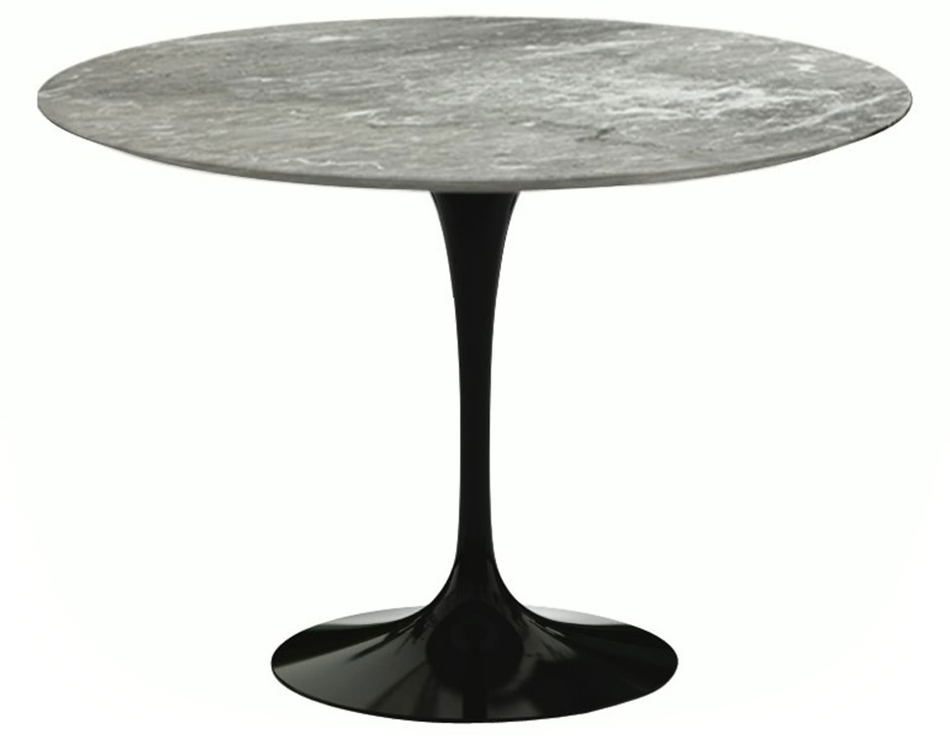 saarinen dining table - 42" round / high gloss - black / satin marble - grey