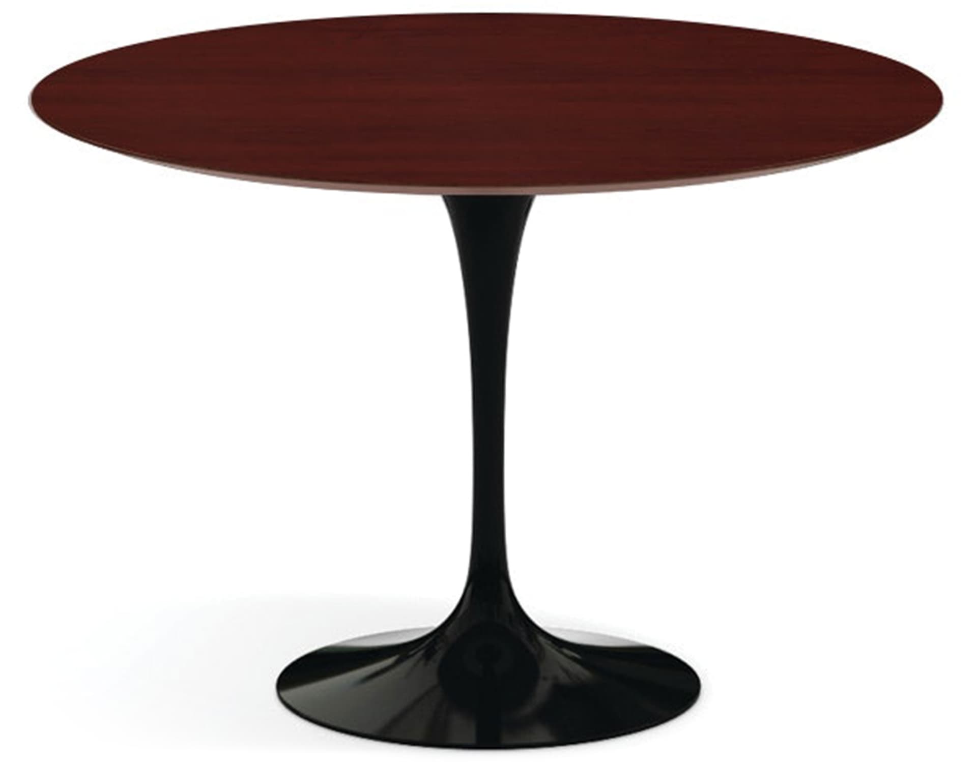saarinen dining table - 42" round / high gloss - black / veneer - reff dark cherry