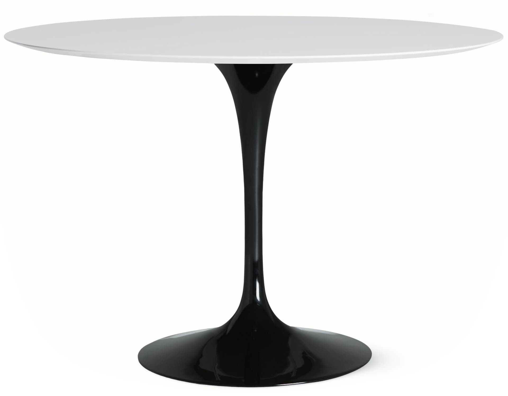 saarinen dining table - 42" round / high gloss - black / engineered stone - vetro bianco